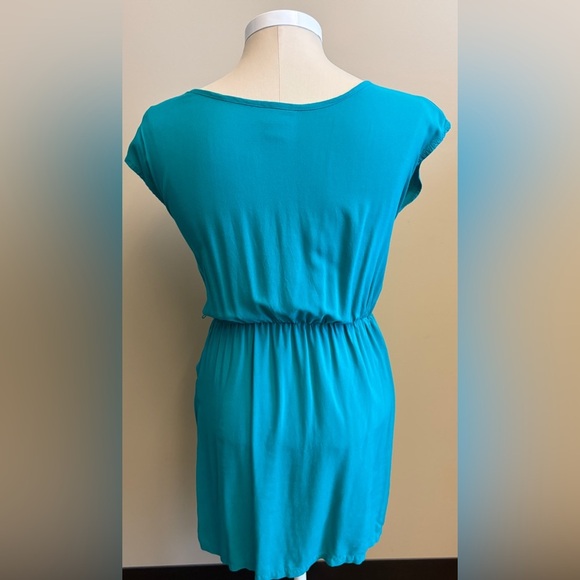 Mossimo Supply Co. Teal Mini Rayon Sundress w pockets short Sleeves size Medium - Picture 4 of 8